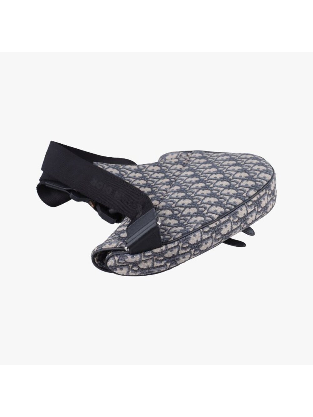 Dior Saddle Bag Gray Navy Black Jacquard Leather - Picture 7 of 15